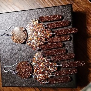 Bronze/orange dangle earrings